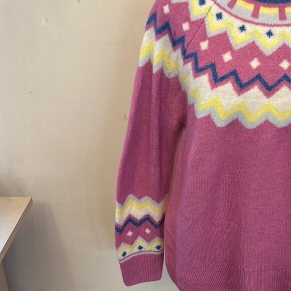 Vince Camuto pink long sleeve crew neck patterned sweater Size XS New - Picture 3 of 7